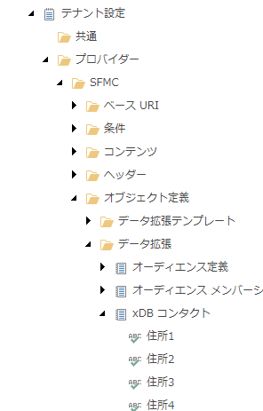 データエクステンションの xDB Contact